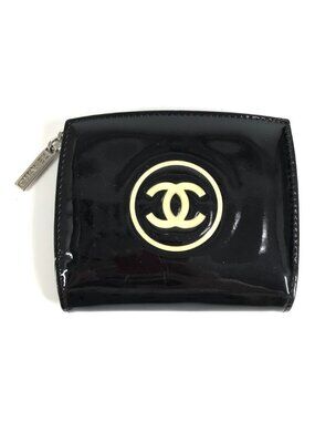 Chanel Bifold Wallet CC Logo Enamel Black